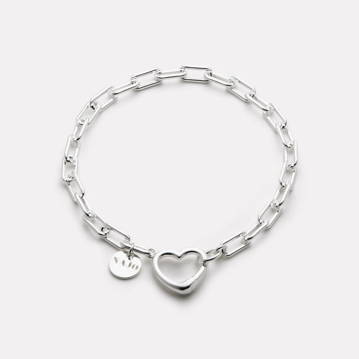 Sterling Silver Cuore Chain Link Bracelet (19cm)