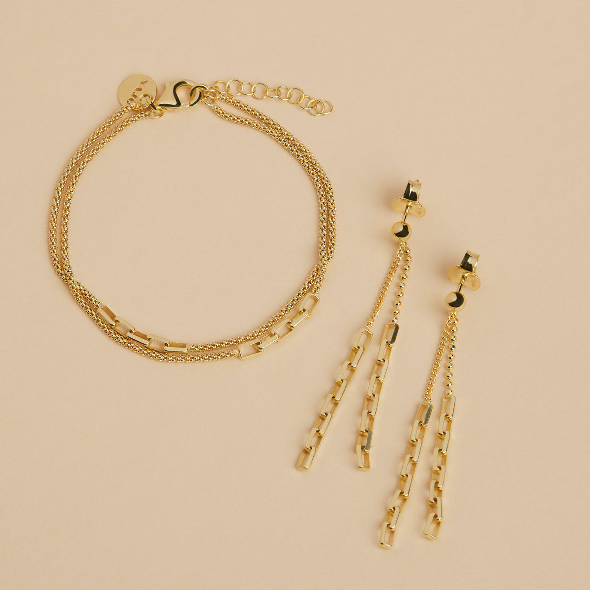 Stardust Double Chain and Link Earrings
