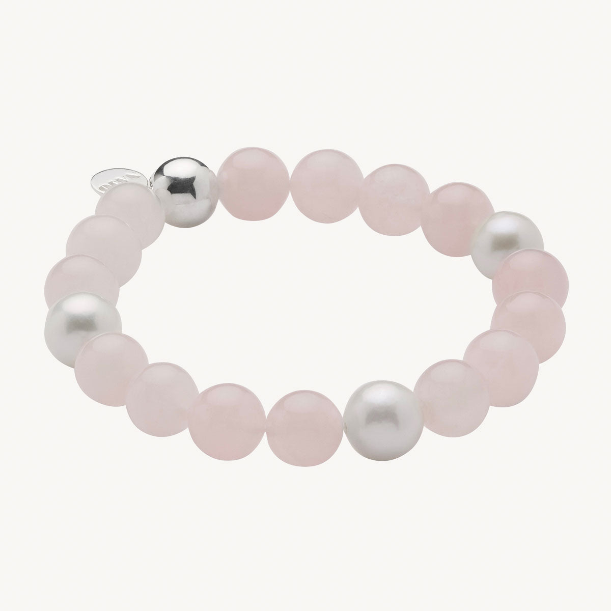 Sunset Rose Quartz & Pearl Stretch Bracelet