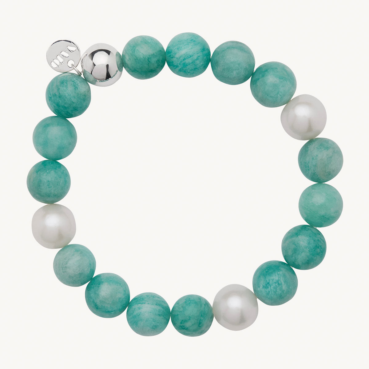 Sterling Silver Sunset Amazonite & Pearl Stretch Bracelet