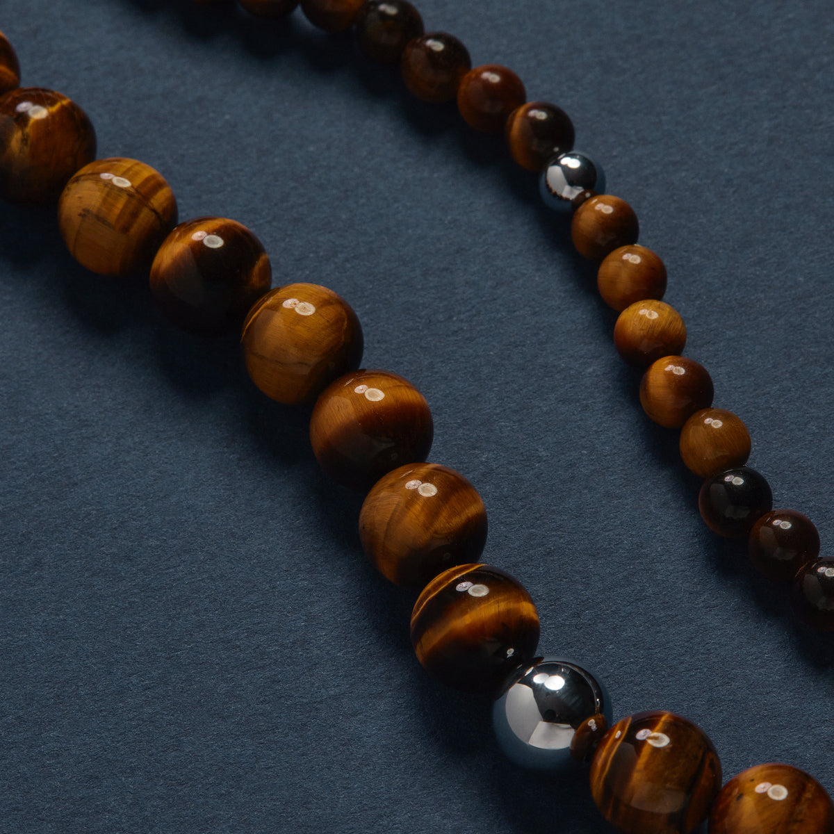 Apollo Men's 6mm Tiger Eye & Steel Elasticated Stretch Bracelet