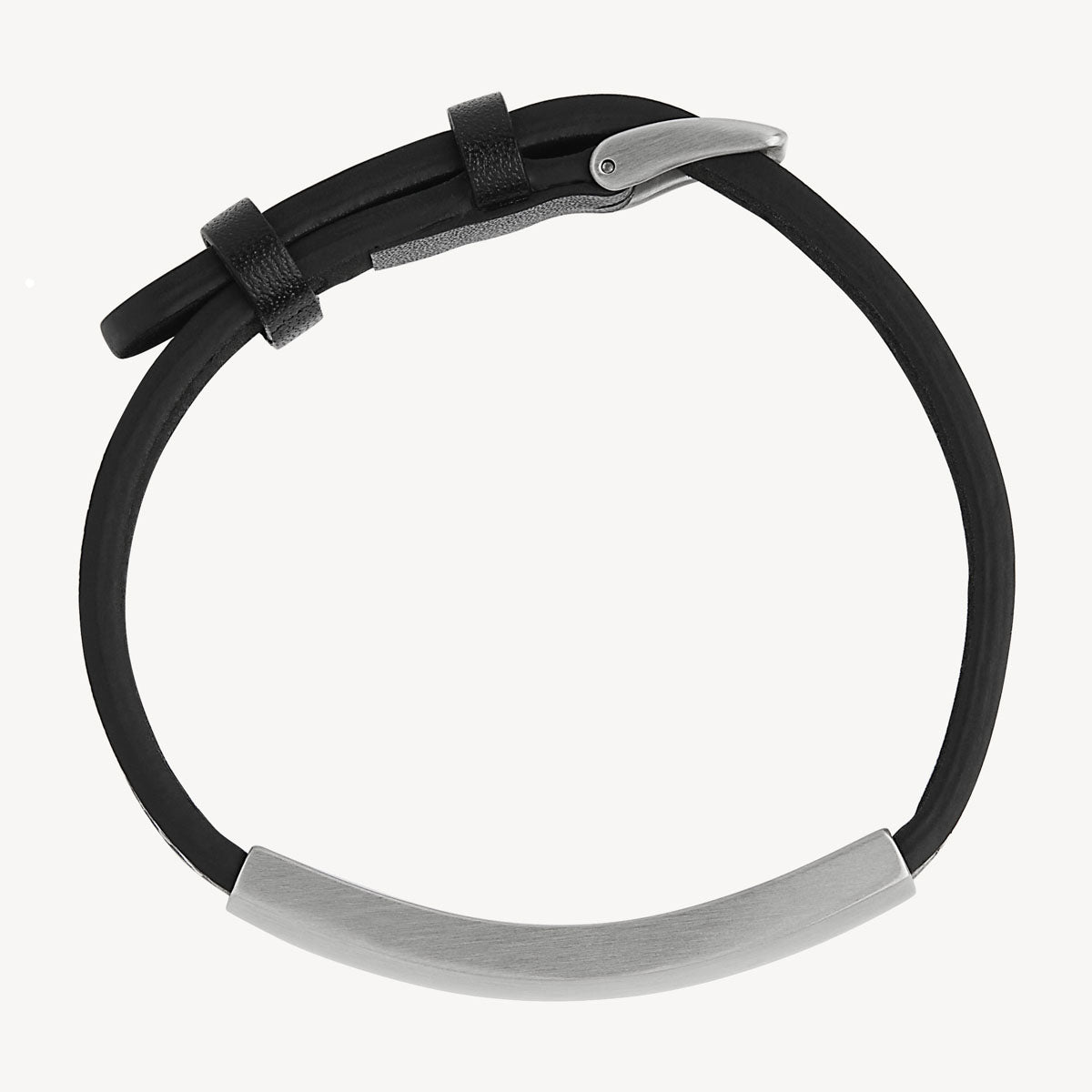 Memento Men’s Leather Buckle Identity Bracelet