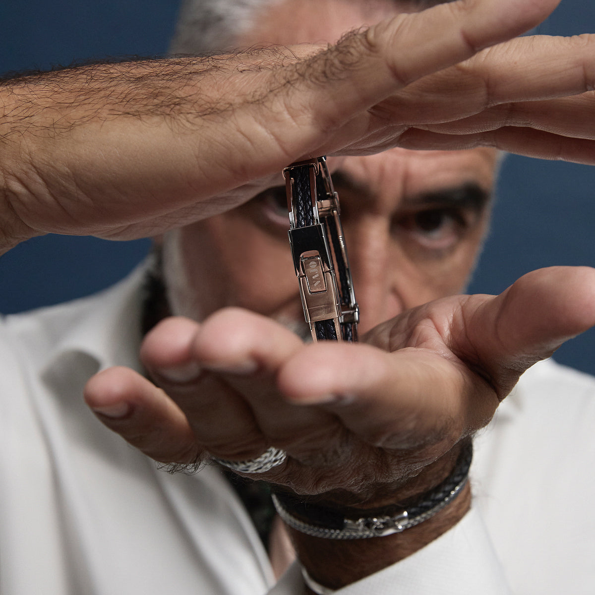 Band of Strength Men’s Plaited Leather and Steel Bracelet