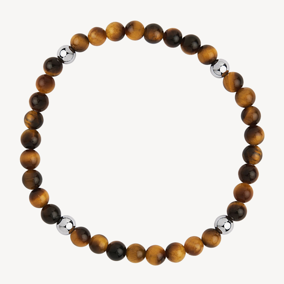 Apollo Men's 6mm Tiger Eye & Steel Elasticated Stretch Bracelet