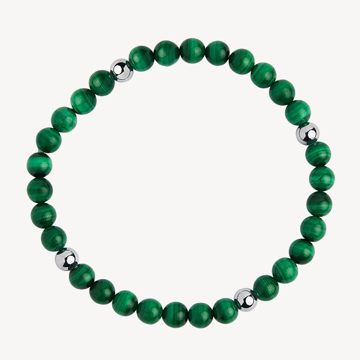 Apollo Men's 6mm Malachite Steel Elasticised Stretch Bracelet