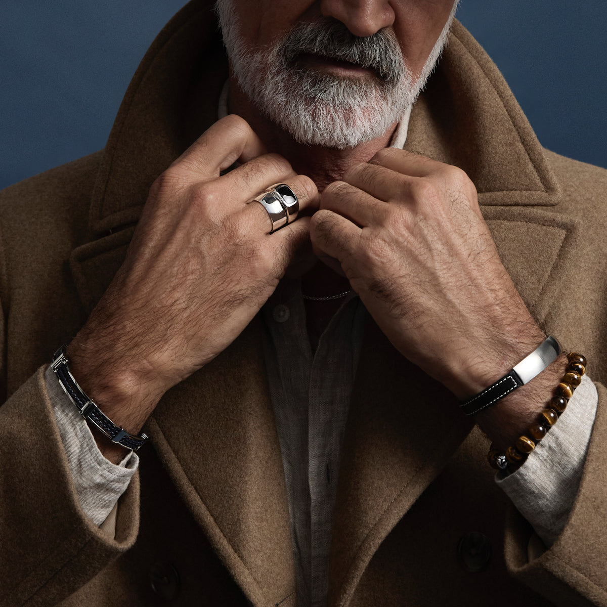 Band of Strength Men’s Plaited Leather and Steel Bracelet