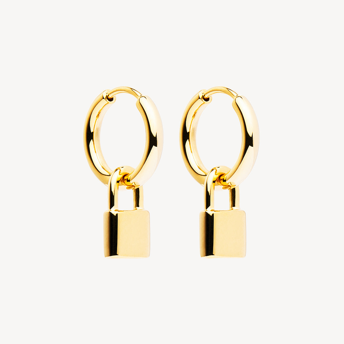 Yellow Gold Love Lock Huggie Earrings