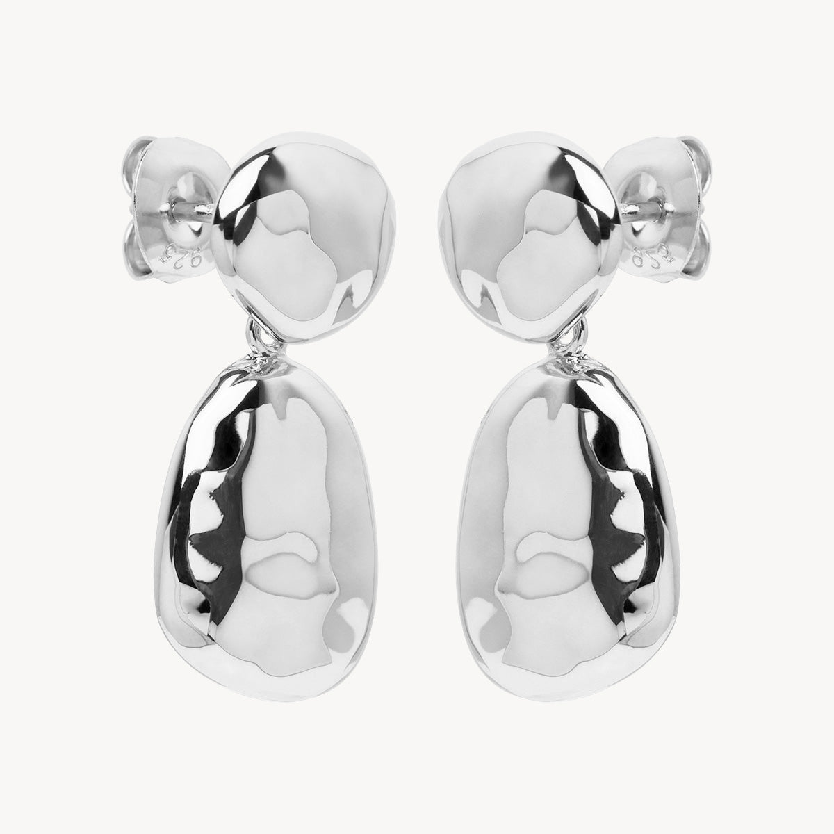 Sterling Silver Double Pebblet Stud Earrings