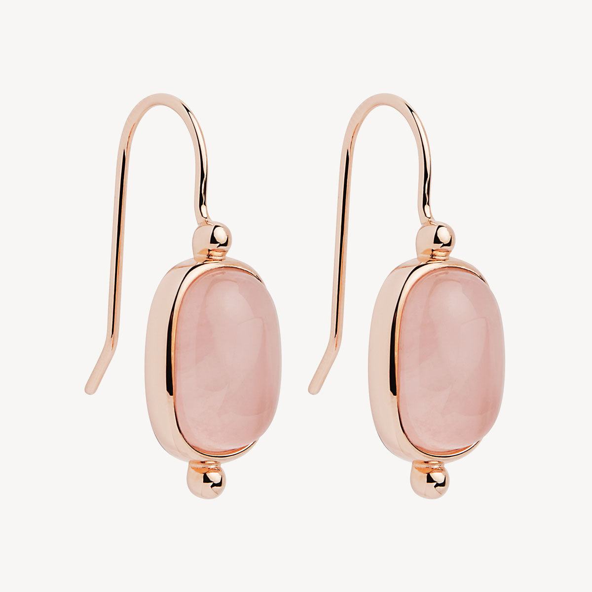 Rose Gold Fleur Rose Quartz Earrings