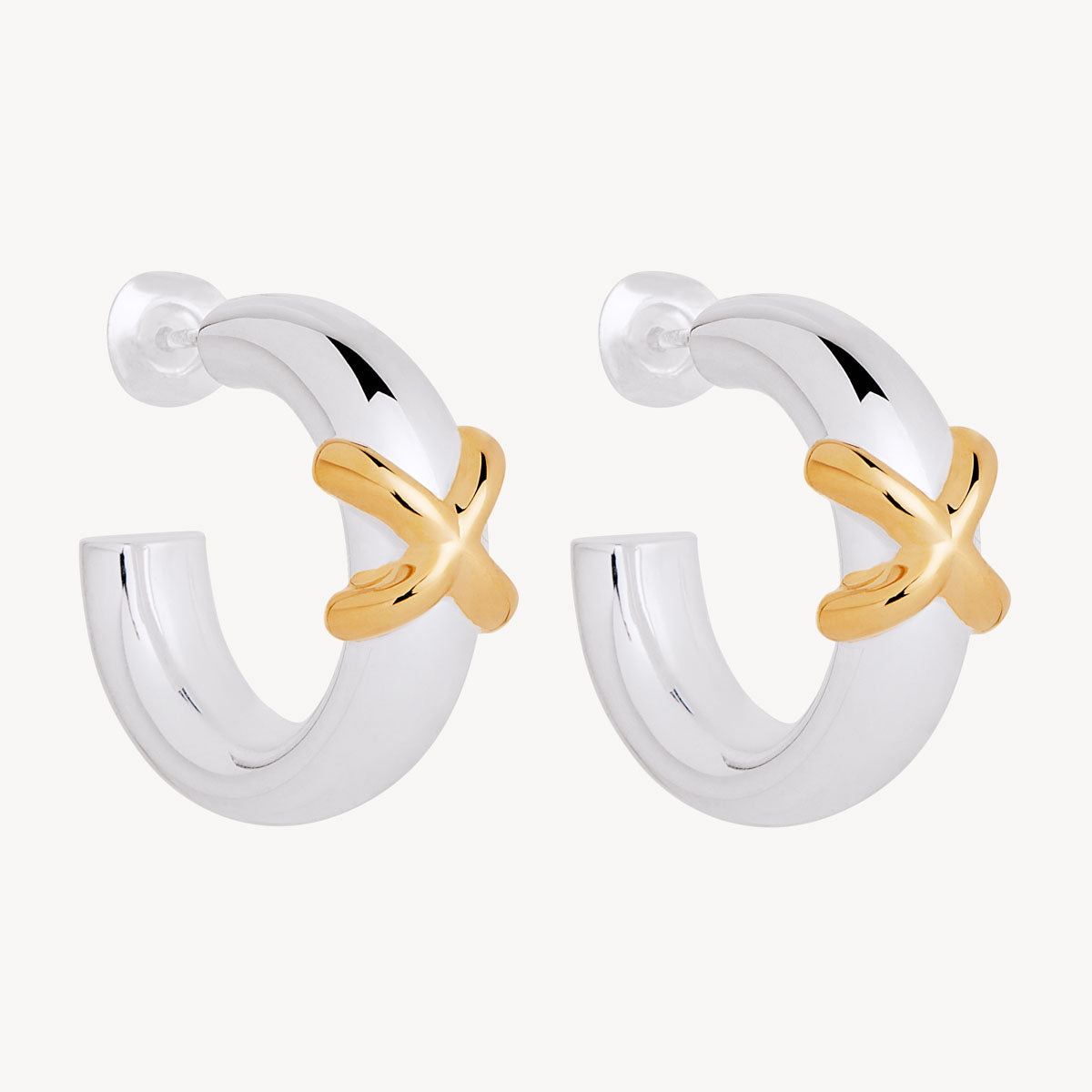 Sil Yell Gold Tendresse Two-Tone Hoops
