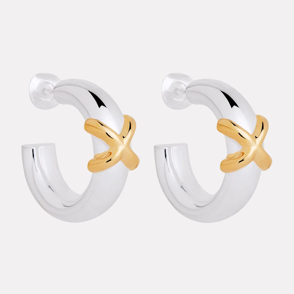 Sil Yell Gold Tendresse Two-Tone Hoops