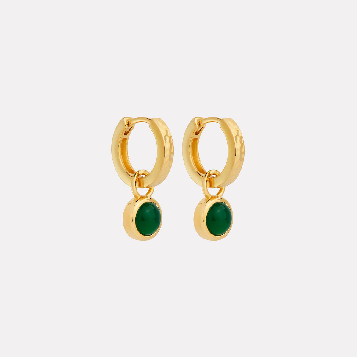 Yellow Gold Solace Yellow Gold Green Onyx Huggie Earring