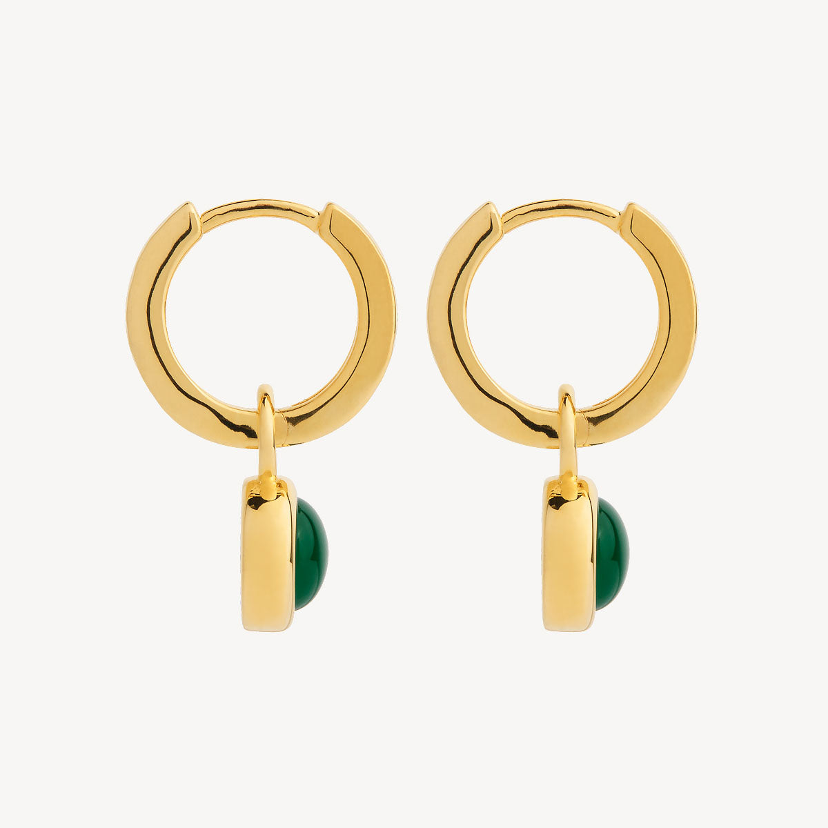 Solace Yellow Gold Green Onyx Huggie Earring