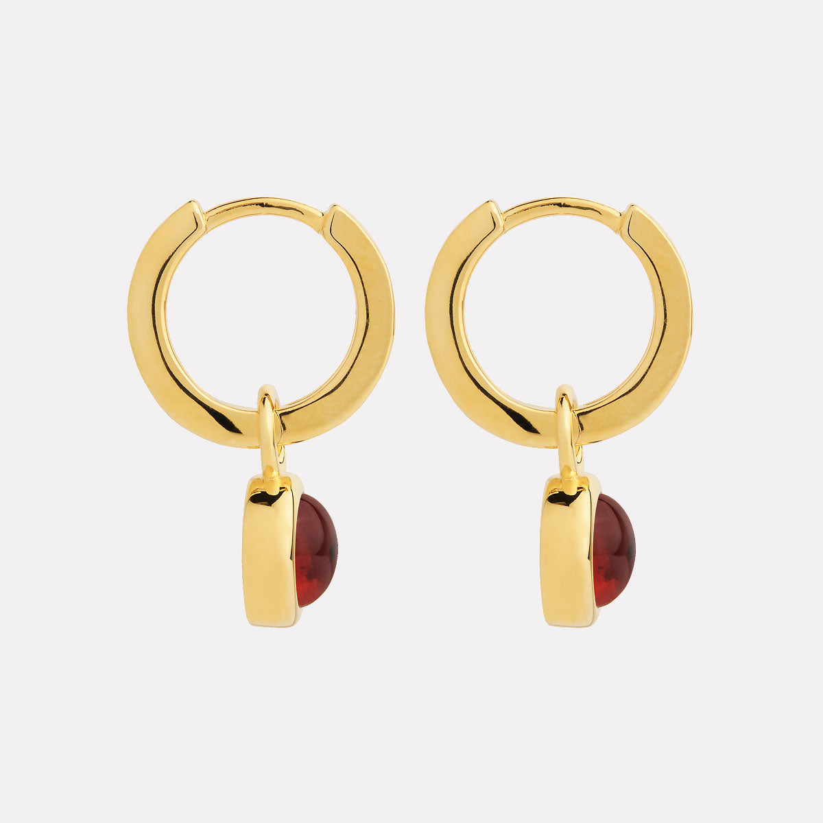 Solace Yellow Gold Garnet Huggie Earring