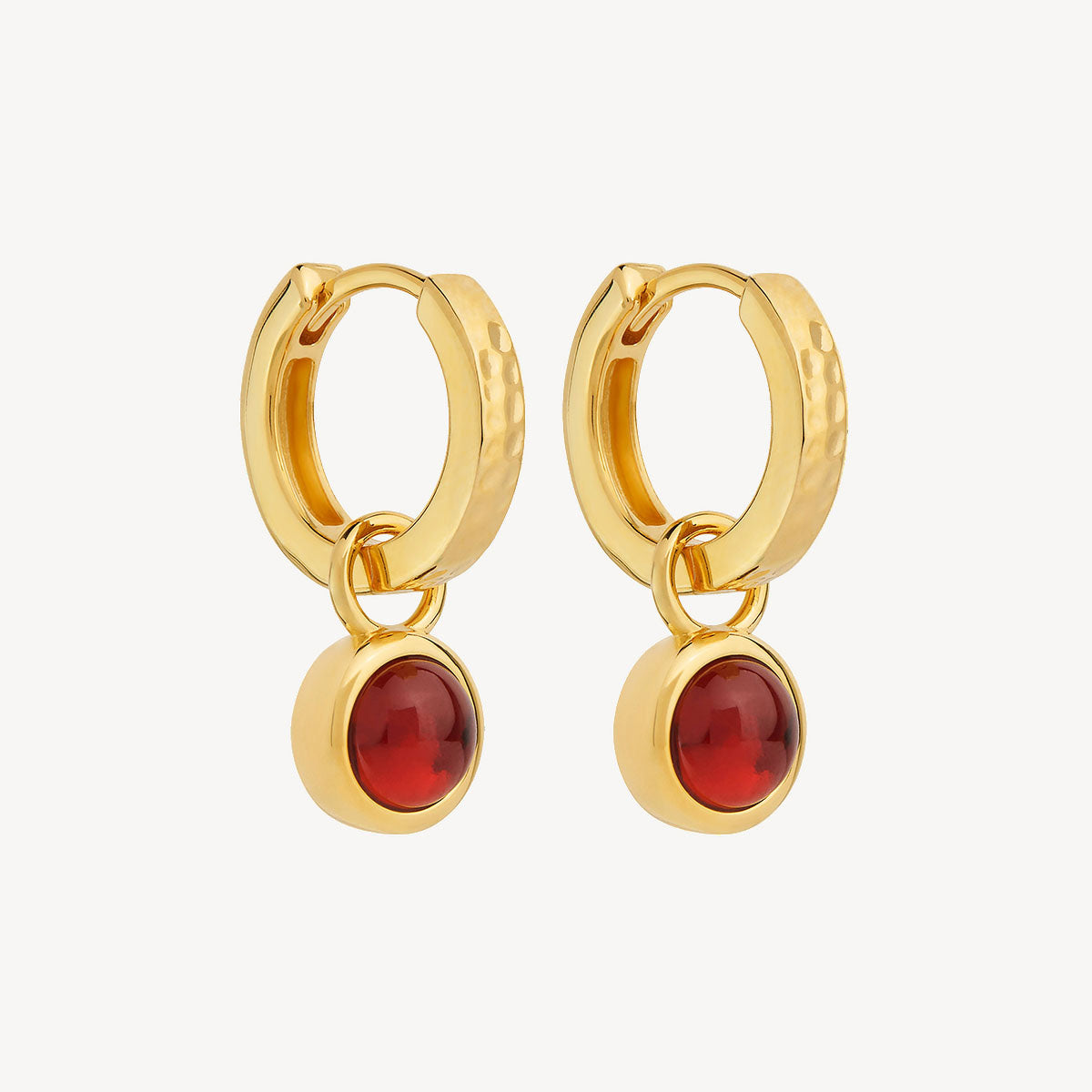 Yellow Gold Solace Yellow Gold Garnet Huggie Earring