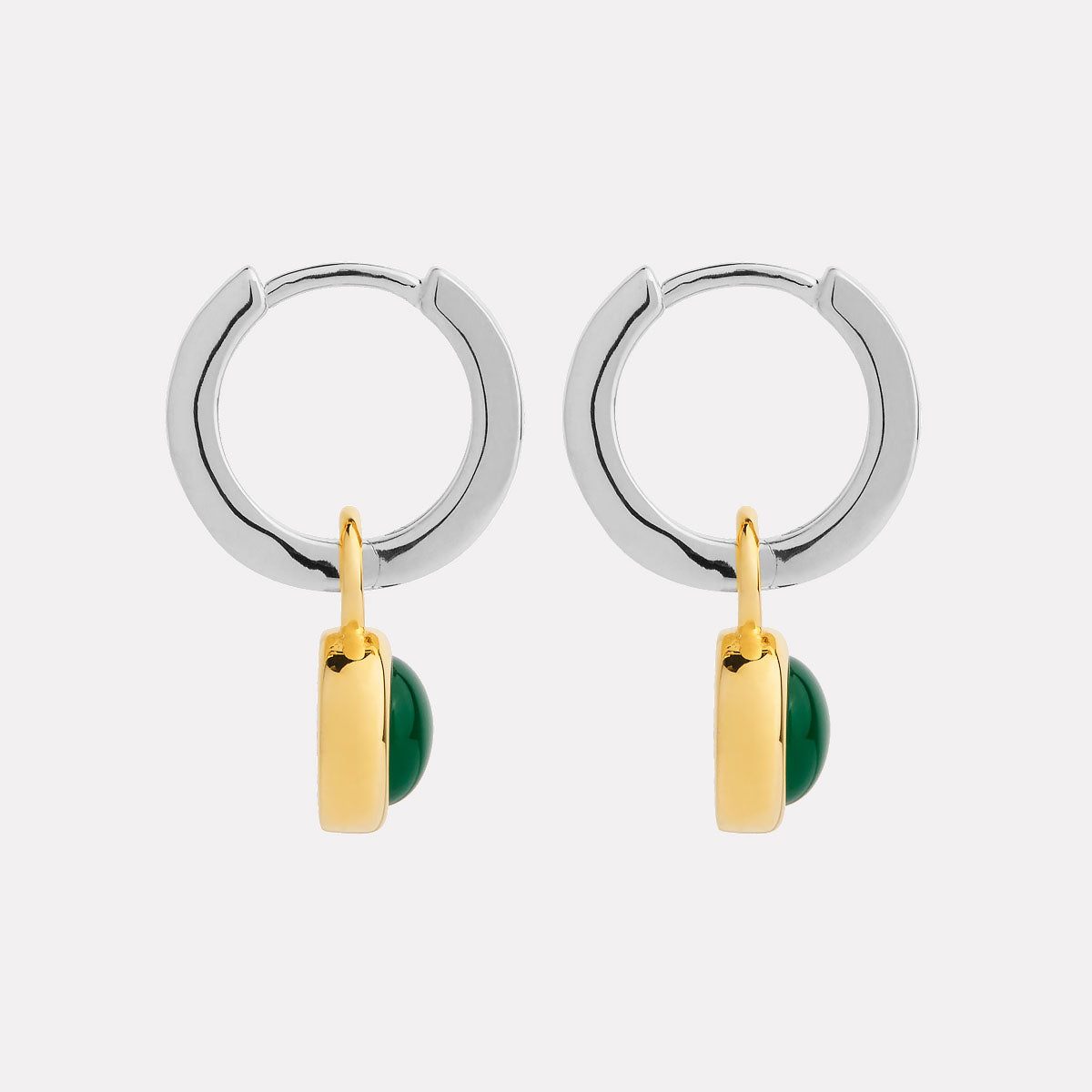 Solace 2-Tone Green Onyx Huggie Earring