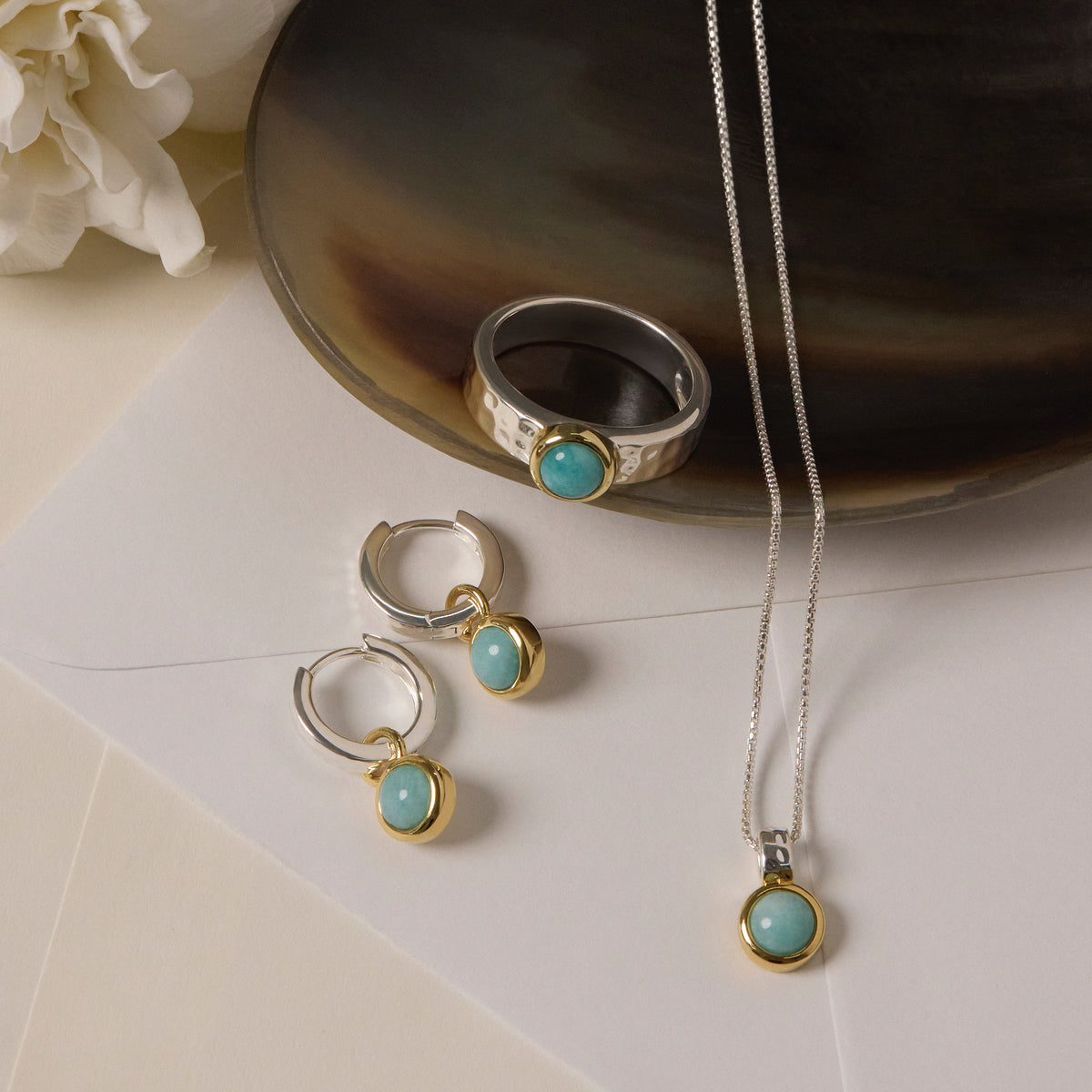 Solace 2-Tone Amazonite Huggie Earring
