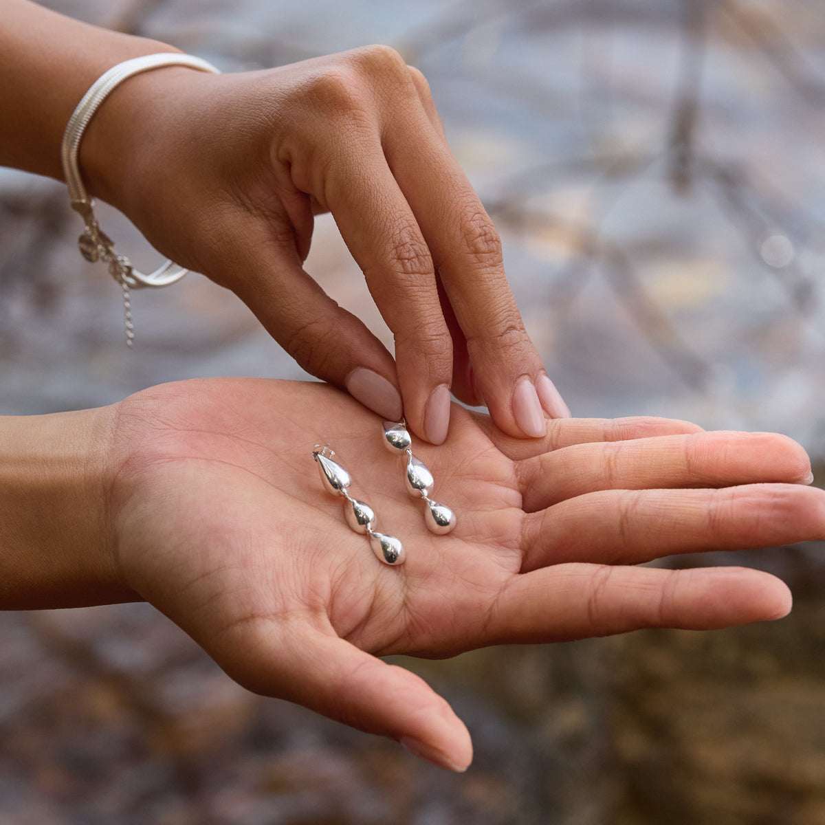 Liora Triple Drop Stud Earrings