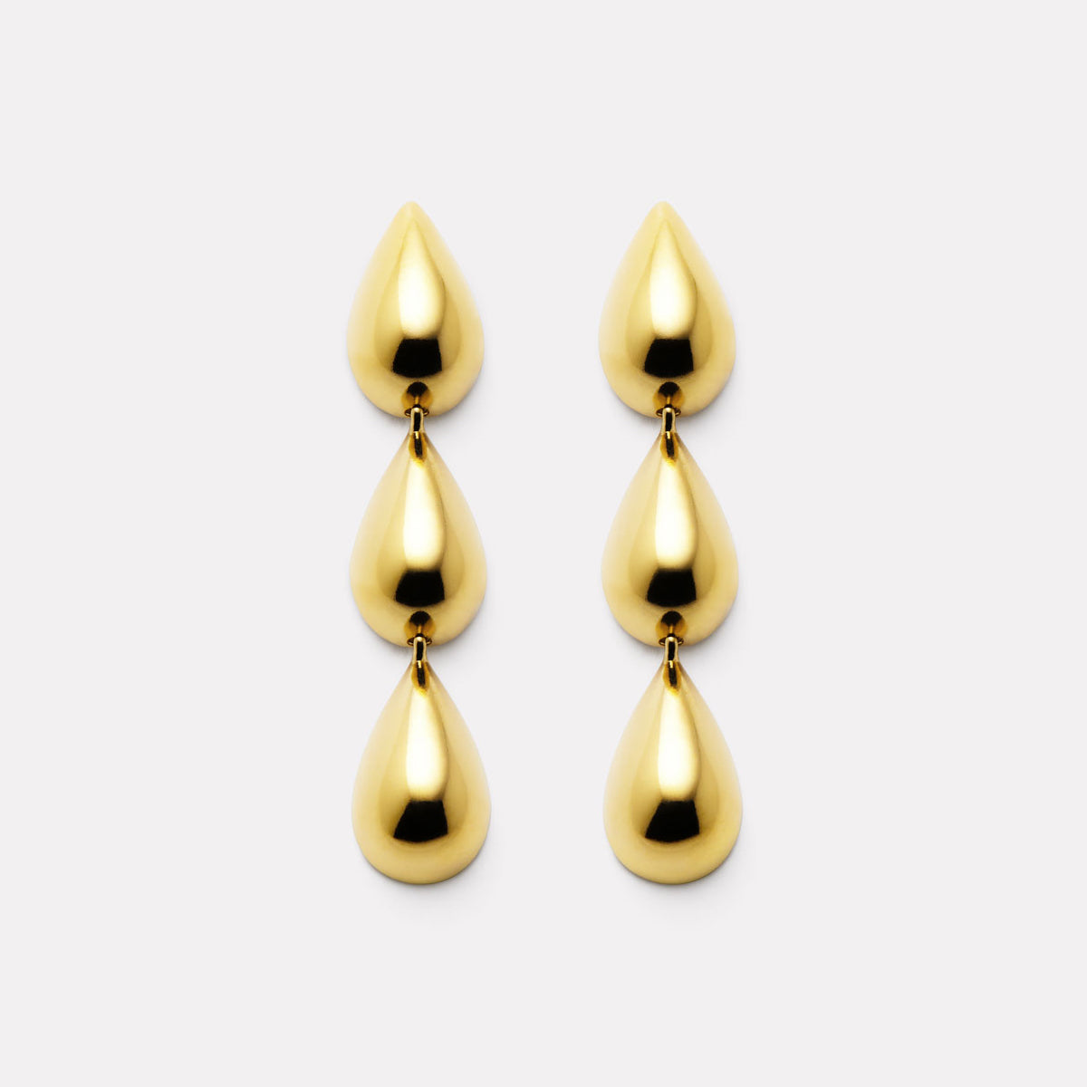 Yellow Gold Liora Triple Drop Stud Earrings