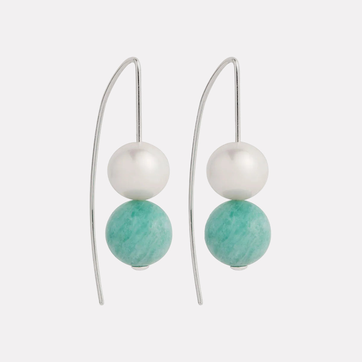 Sterling Silver Sunset Amazonite & Pearl Earring