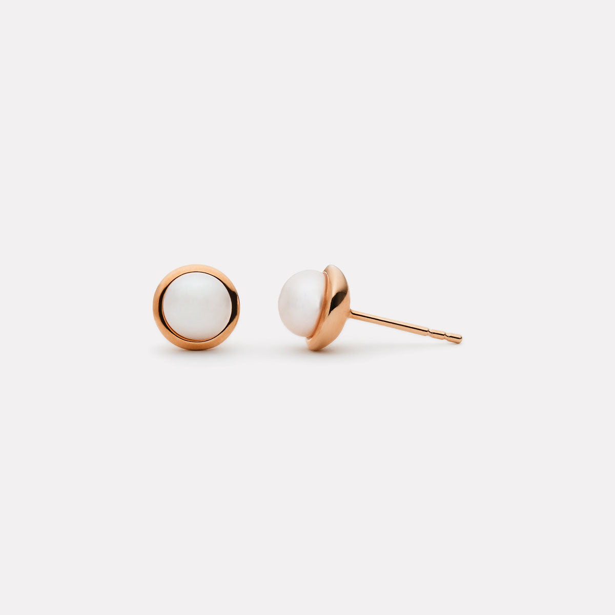 Rose Gold Moonbeam Pearl Stud Earrings