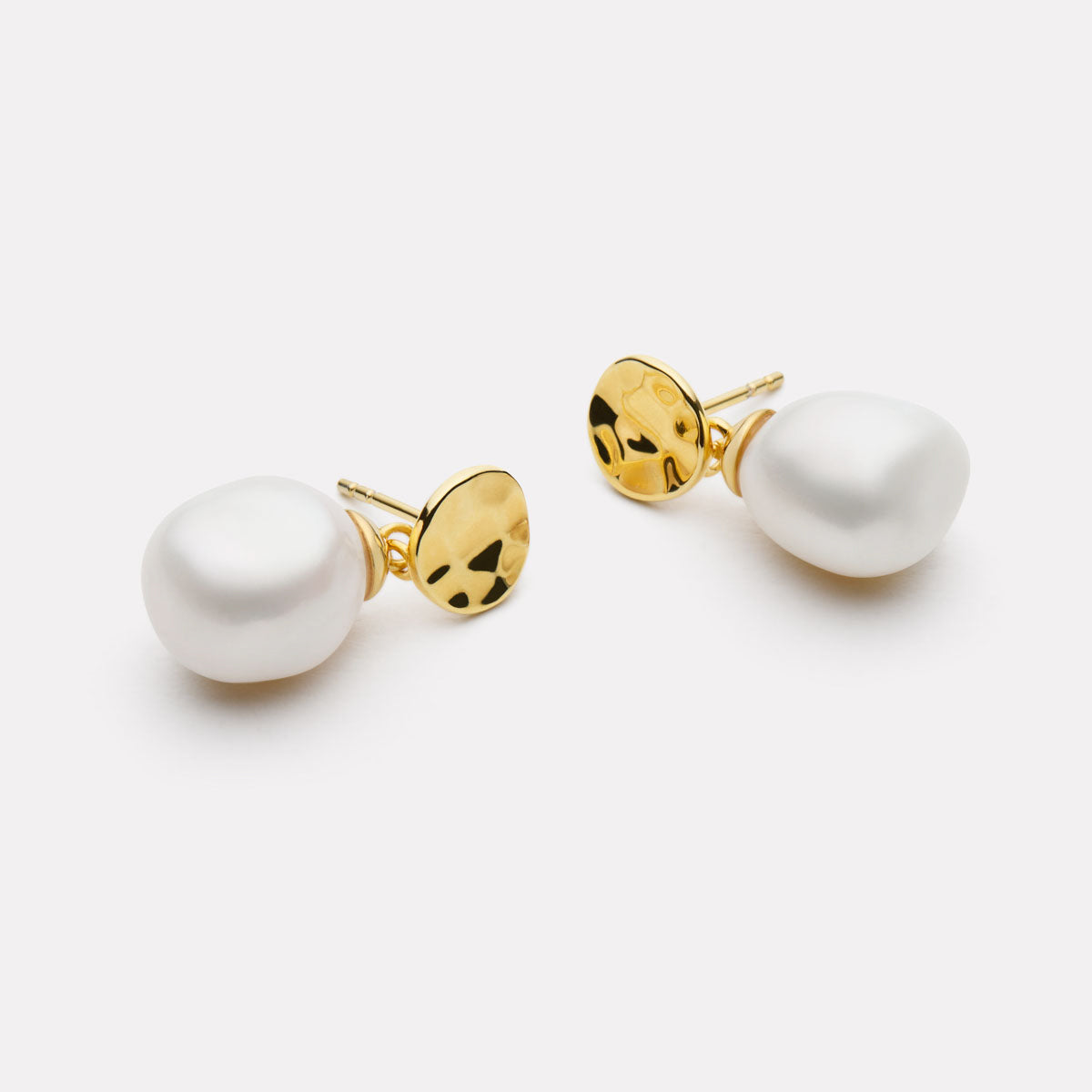 Yellow Gold Ocean Drift Pearl Earrings