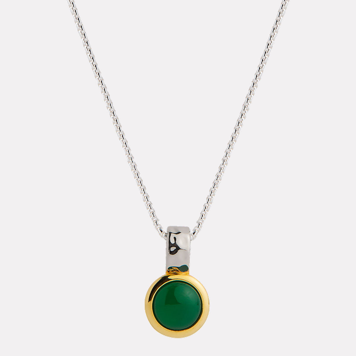 Sil Yell Gold Solace 2-Tone Green Onyx Necklace