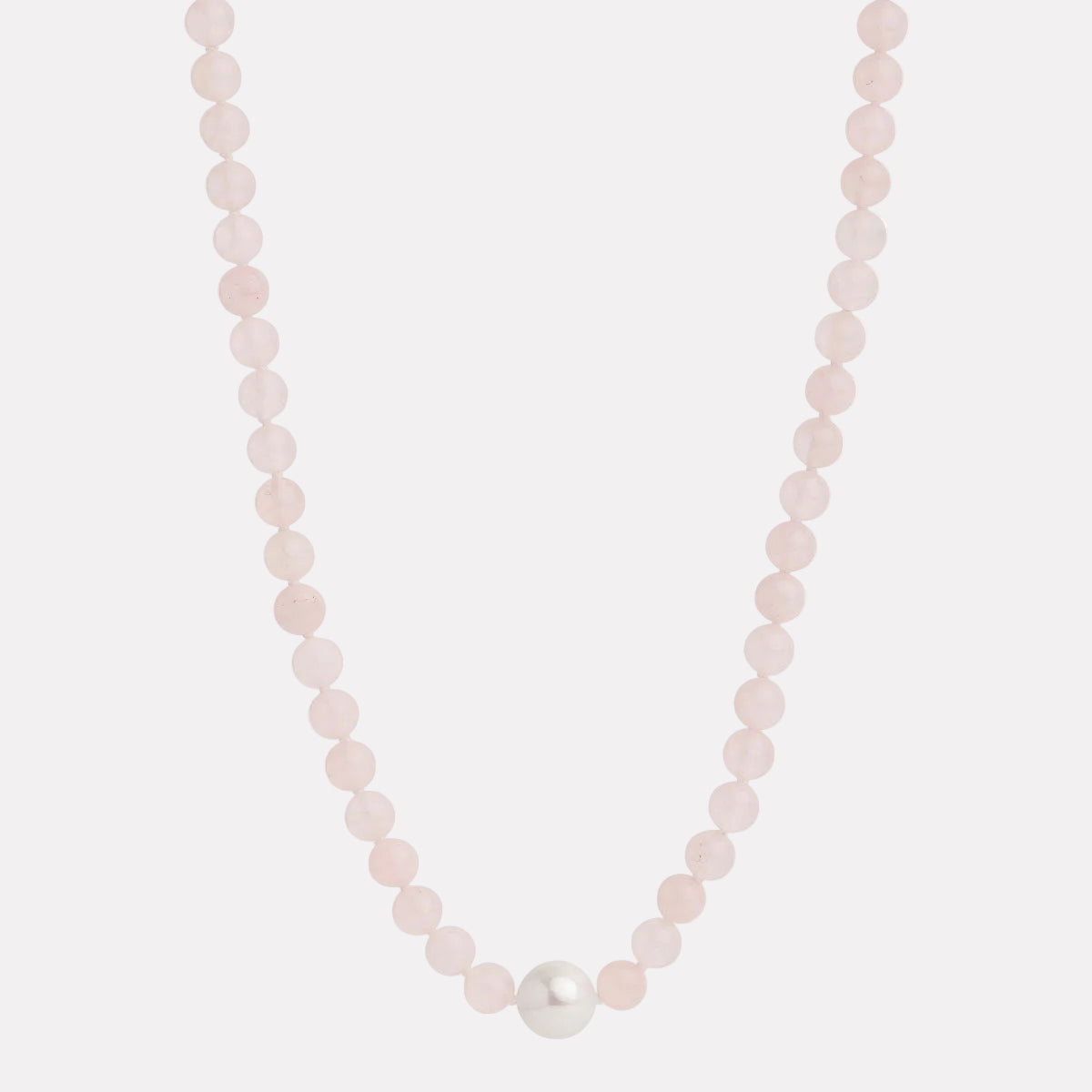 Sterling Silver Sunset Rose Quartz & Pearl Necklace
