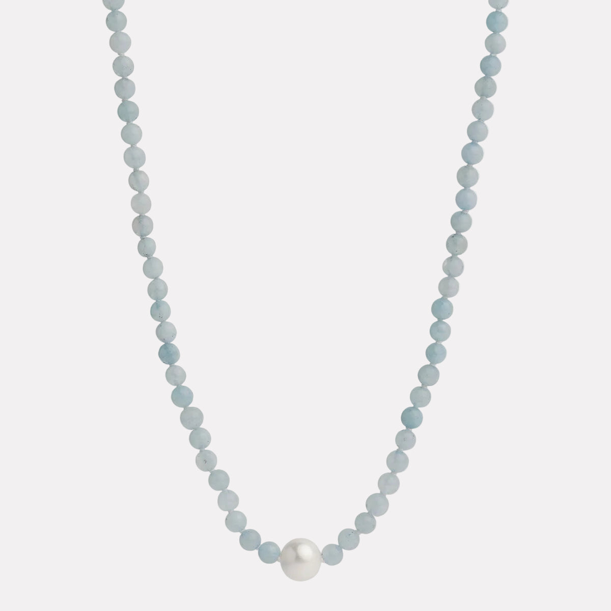 Sterling Silver Sunset Aquamarine & Pearl Necklace