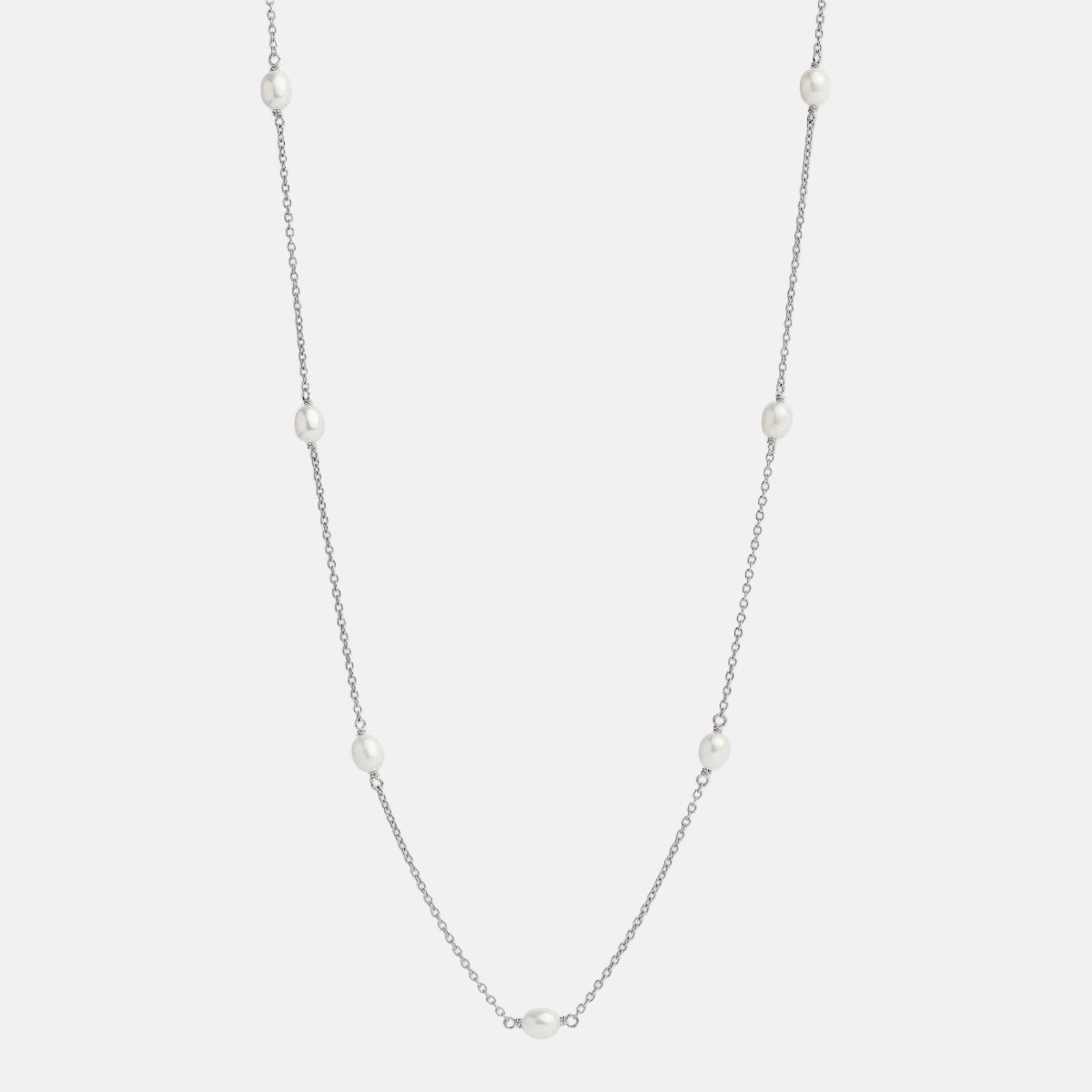 Sterling Silver Tidal Whisper Pearl Necklace