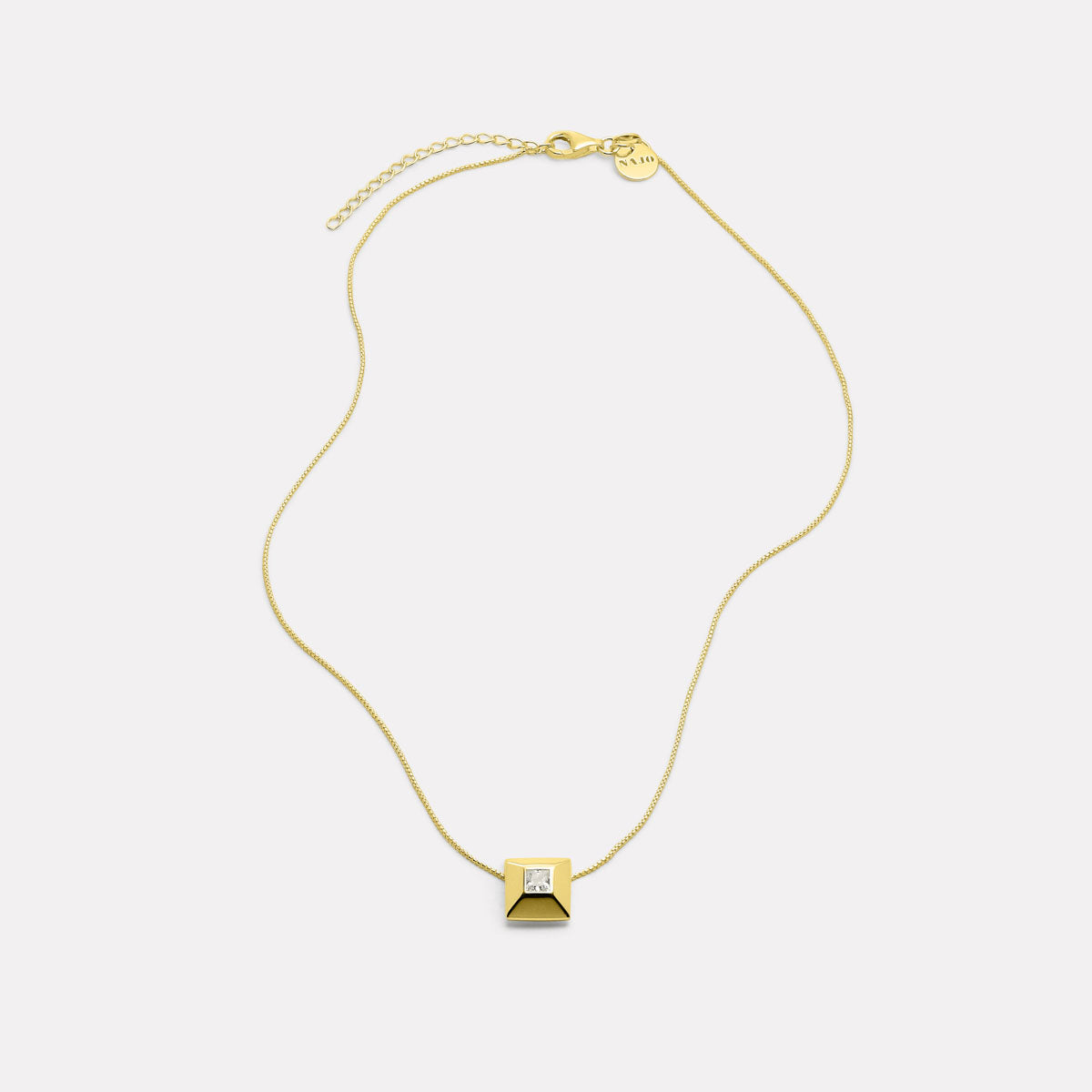 Yellow Gold Halo Cubic Zirconia Necklace