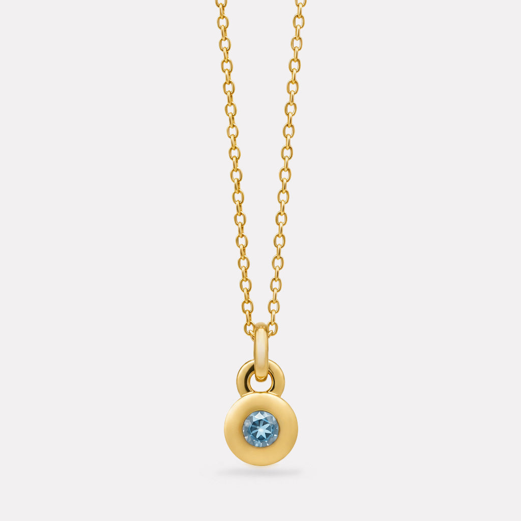 Yellow Gold December Blue Topaz Birthstone Necklace