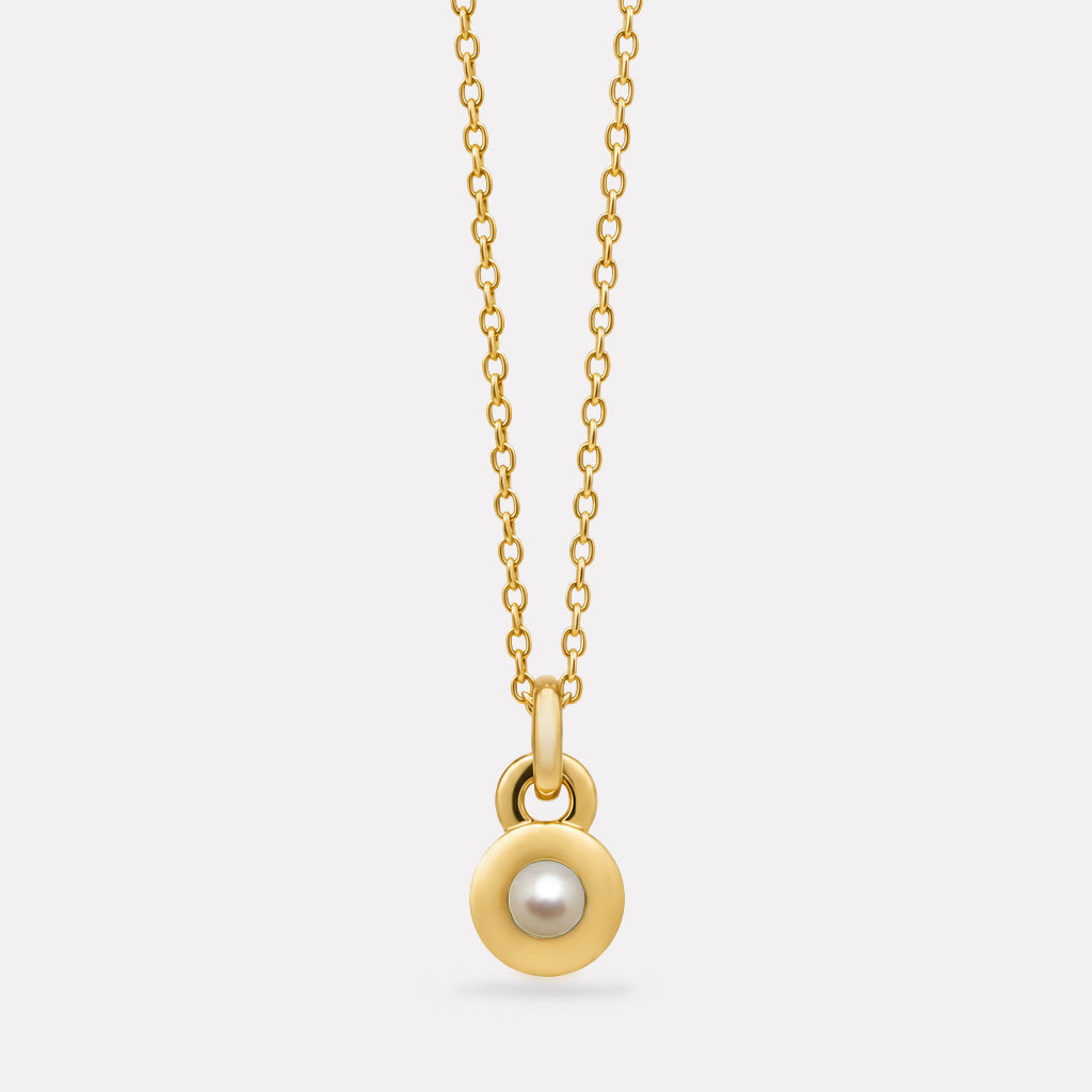 Yellow Gold June Pearl Birthstone Necklace