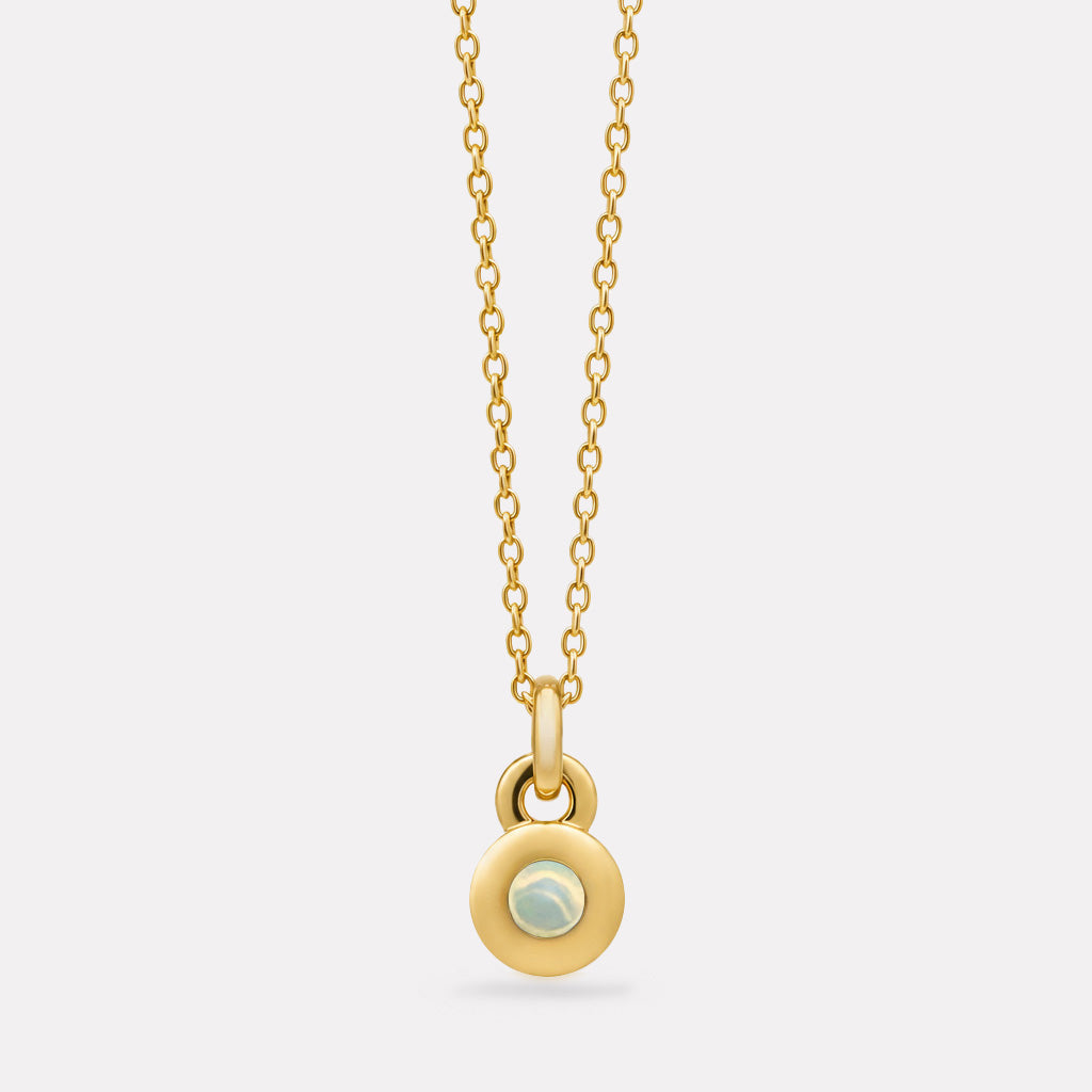 Yellow Gold October Opal Birthstone Necklace
