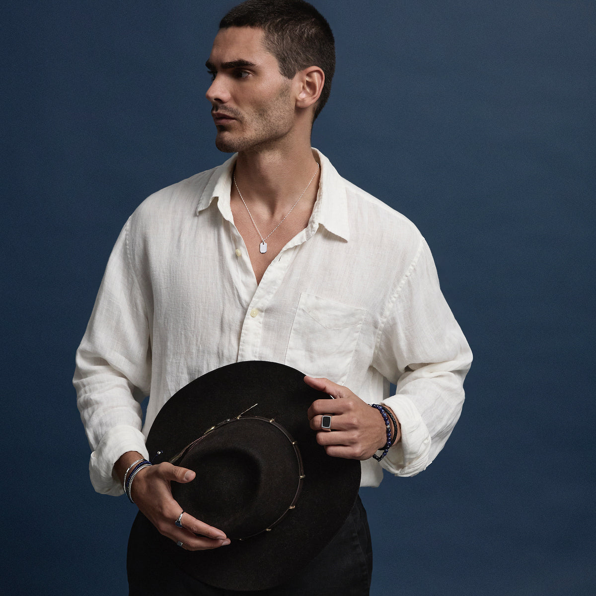 Moto Men’s Silver Dog Tag Pendant