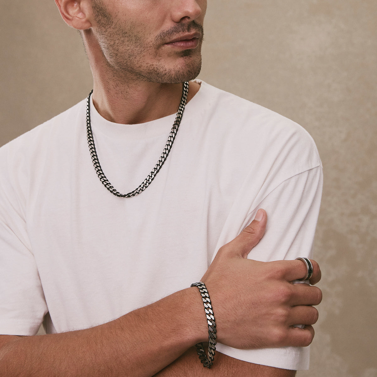 Nero Men’s Steel Curb Chain Necklace (Bold)