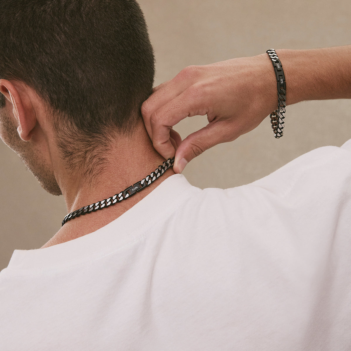 Nero Men’s Steel Curb Chain Necklace (Bold)