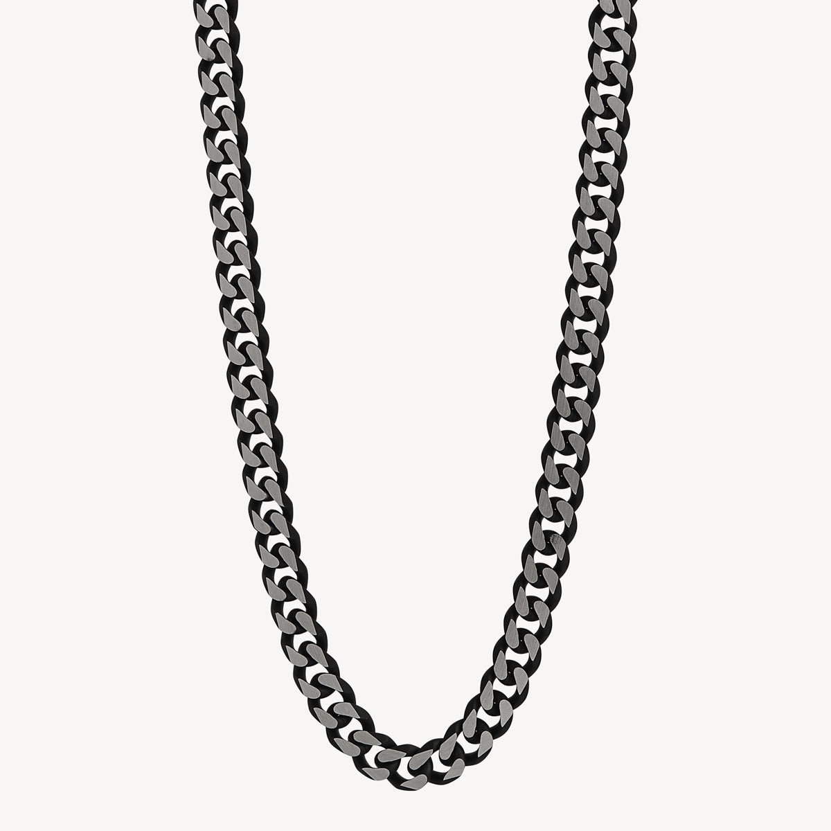 Stainless Steel Nero Men’s Steel Curb Chain Necklace (Bold)