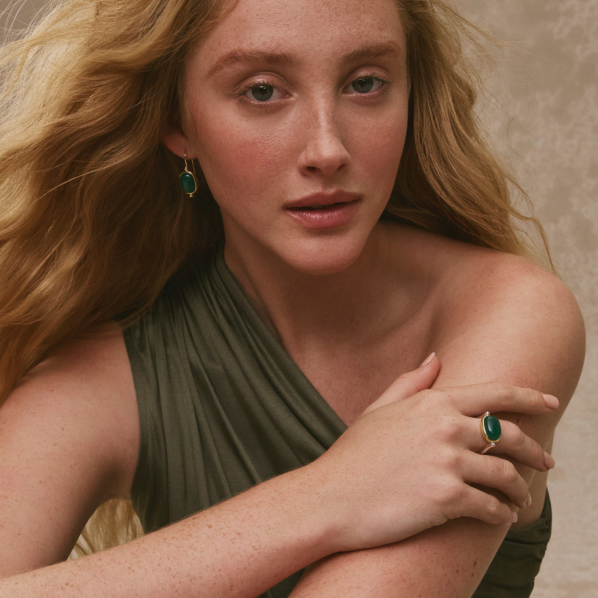 Fleur Green Onyx Earrings