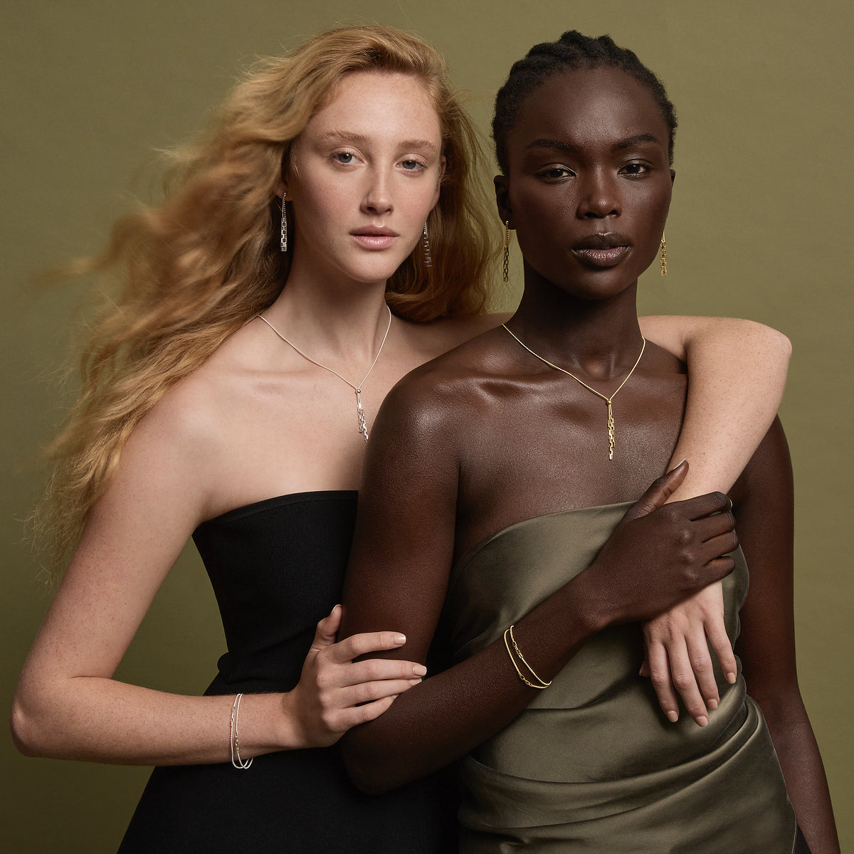 Stardust Double Chain and Link Earrings