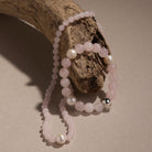 Sunset Rose Quartz & Pearl Stretch Bracelet