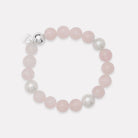 Sterling Silver Sunset Rose Quartz & Pearl Stretch Bracelet