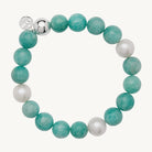 Sterling Silver Sunset Amazonite & Pearl Stretch Bracelet