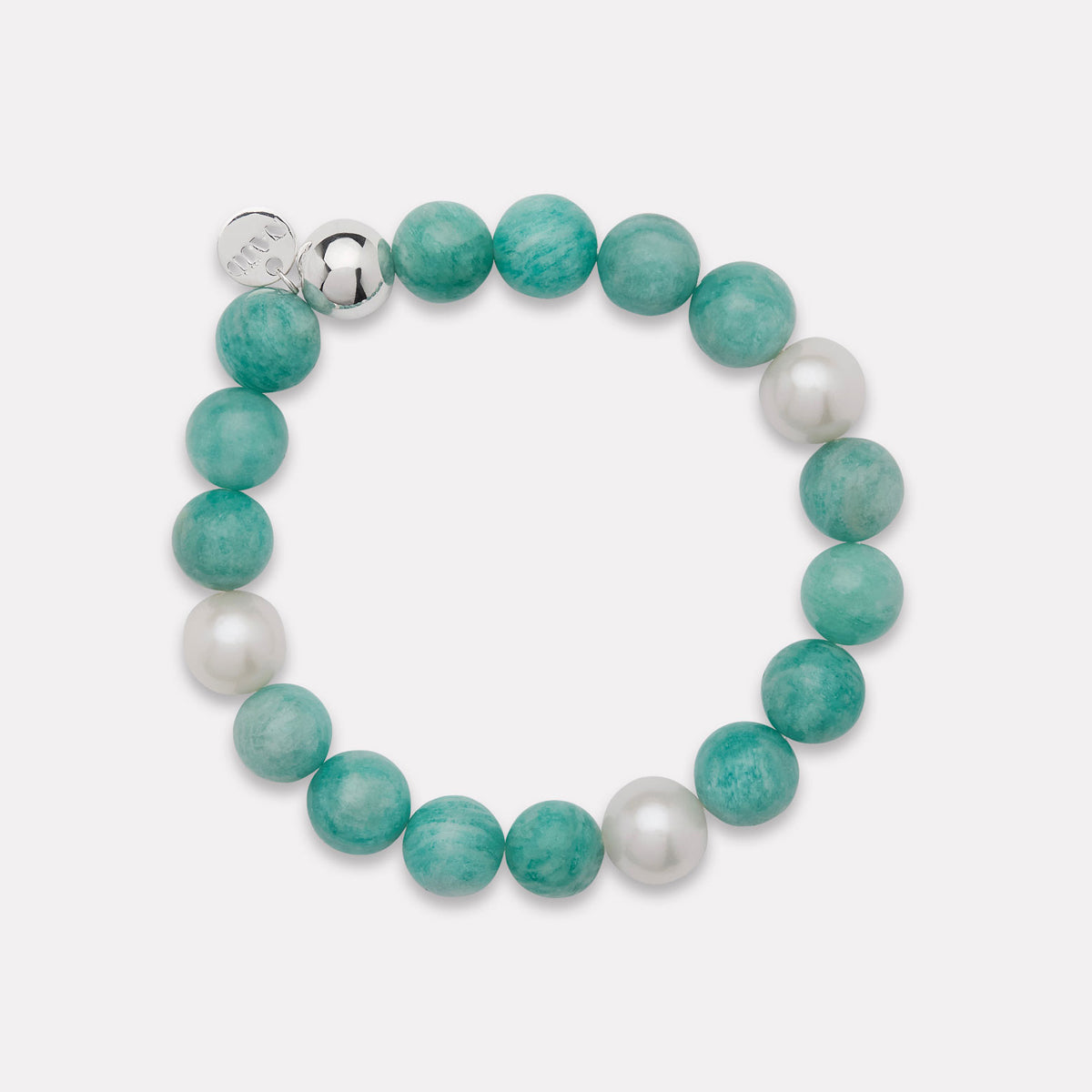 Sterling Silver Sunset Amazonite & Pearl Stretch Bracelet