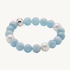 Sunset Aquamarine & Pearl Stretch Bracelet