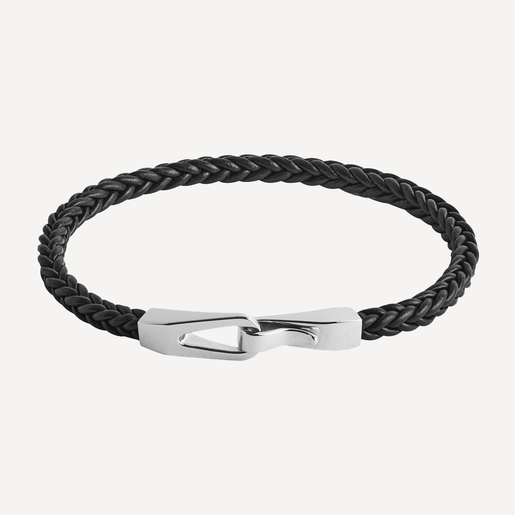 Helix Men’s Silver and Leather Bracelet