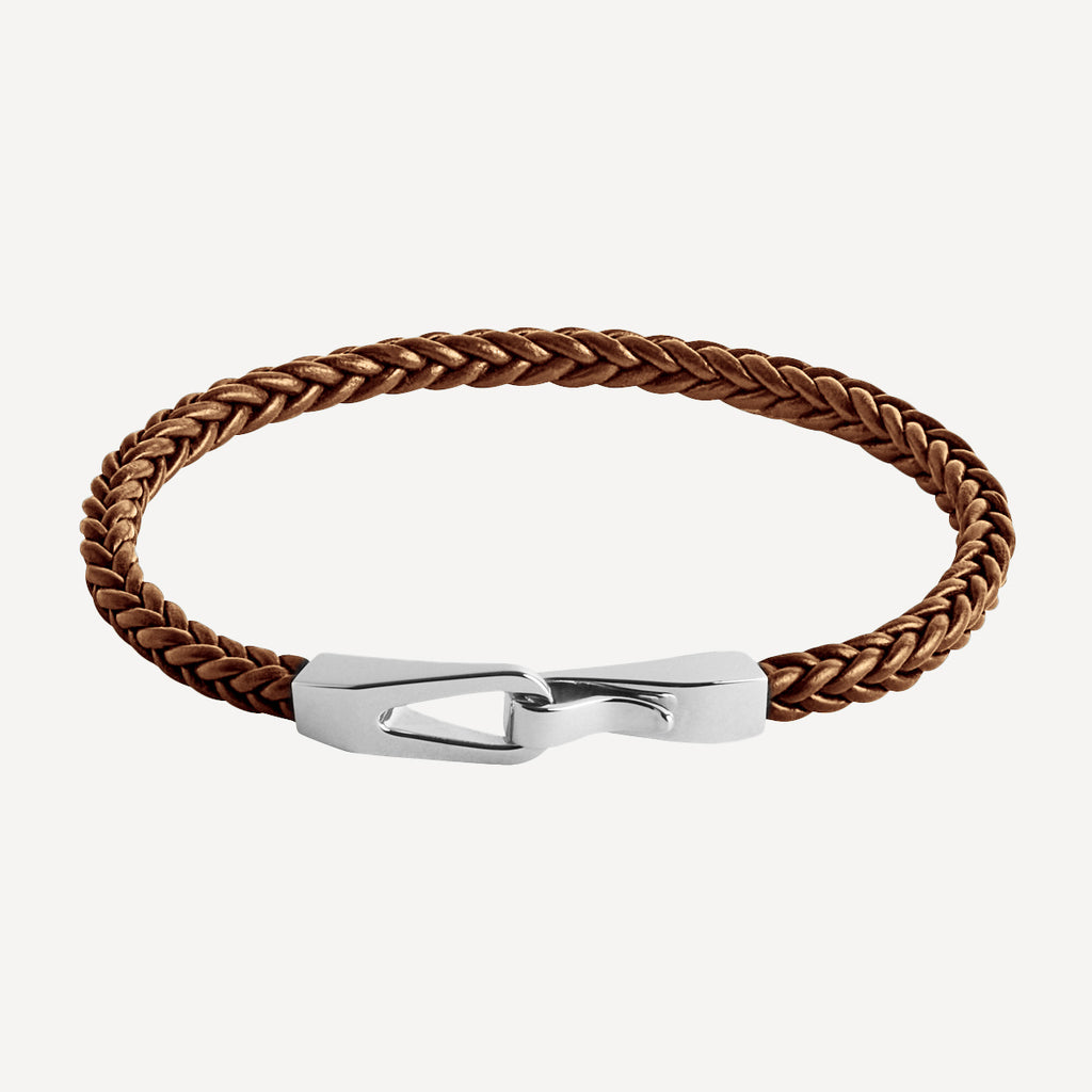 Helix Men’s Silver and Leather Bracelet