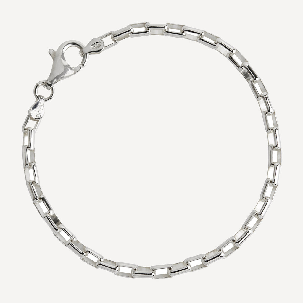 Sterling Silver Veneto Men’s Silver Chain Bracelet