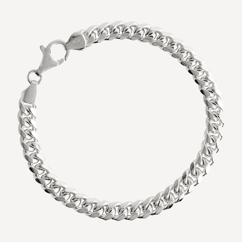 Sterling Silver Cuban Men's Silver Chain Bracelet