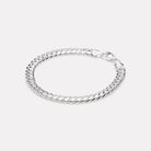Sterling Silver Cuban Men's Silver Chain Bracelet